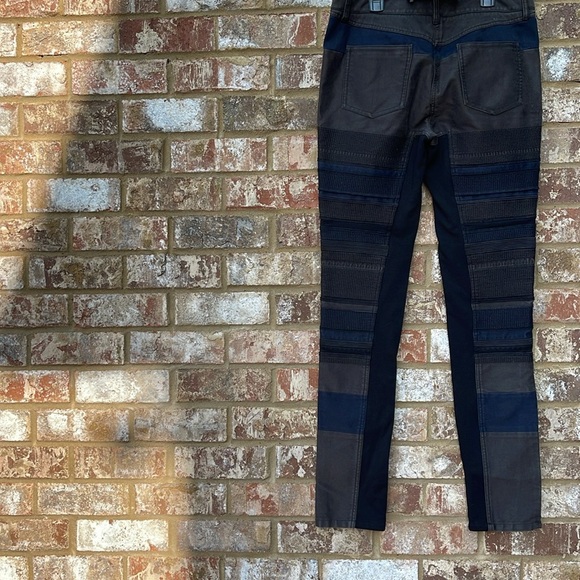 3.1 Phillip Lim Skinny Embroidered Patchwork Denim Pant Blue & Black Jeans Sz 6 - Picture 14 of 15